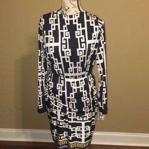 Analili  Black and White Drape Back Dress